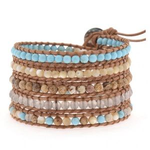 NWT Victoria Emerson Turquoise & Shell on Natural Wrap Bracelet